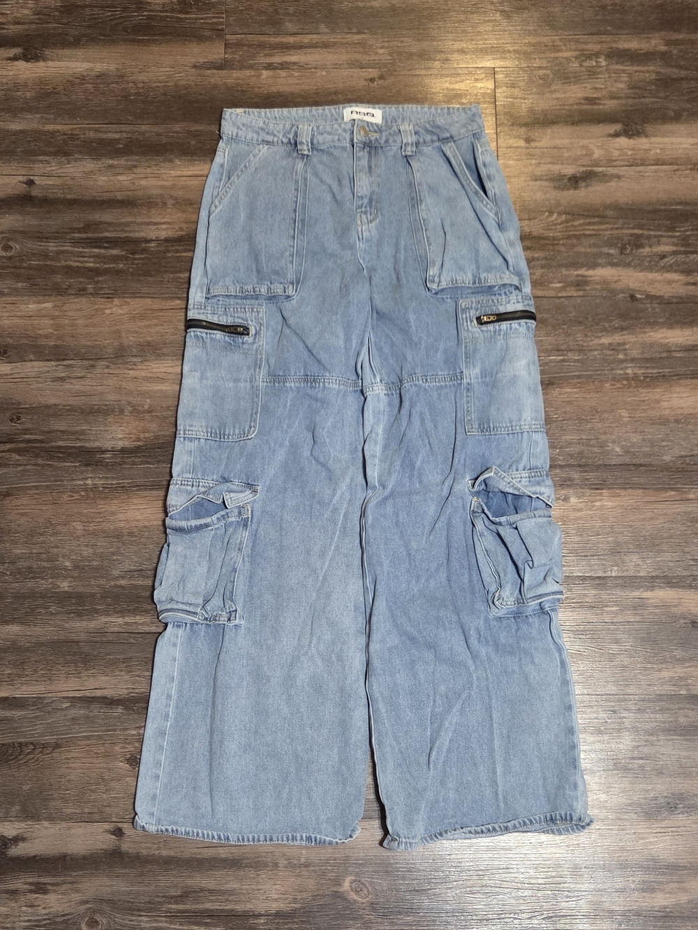RSQ Womens High Waisted Wide Leg Cargo Jeans